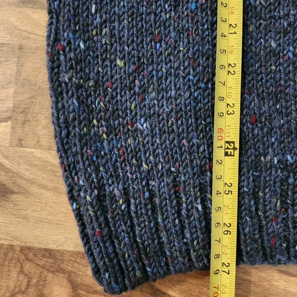 Isles Of Aran Mens Donegal Tweed Half Zip Sweater Fleck Blue 100% Wool Sz Medium